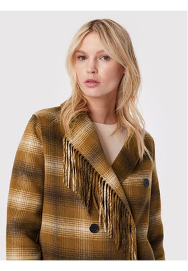 TwinSet - TWINSET Płaszcz wełniany 222TP2190 Brązowy Regular Fit. Kolor: brązowy. Materiał: syntetyk