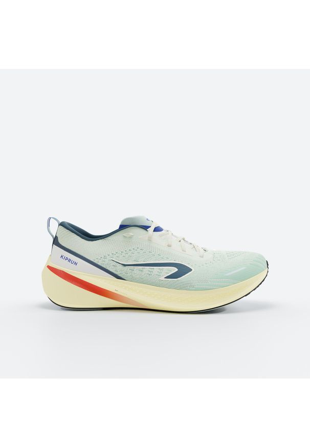 KIPRUN - Buty do biegania męskie Kiprun Cushion 500. Kolor: żółty, biały, wielokolorowy, niebieski. Szerokość cholewki: normalna