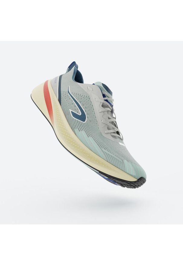 KIPRUN - Buty do biegania męskie Kiprun Cushion 500. Kolor: biały, niebieski, żółty, wielokolorowy. Szerokość cholewki: normalna