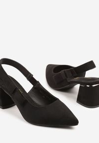 Renee - Czarne Sandały na Słupku Vices Slingback ze Skórzaną Wkładką Vevoline. Okazja: do pracy, na co dzień, na spotkanie biznesowe. Zapięcie: sprzączka. Kolor: czarny. Materiał: skóra. Sezon: lato. Obcas: na słupku. Styl: elegancki, biznesowy, klasyczny, casual #6