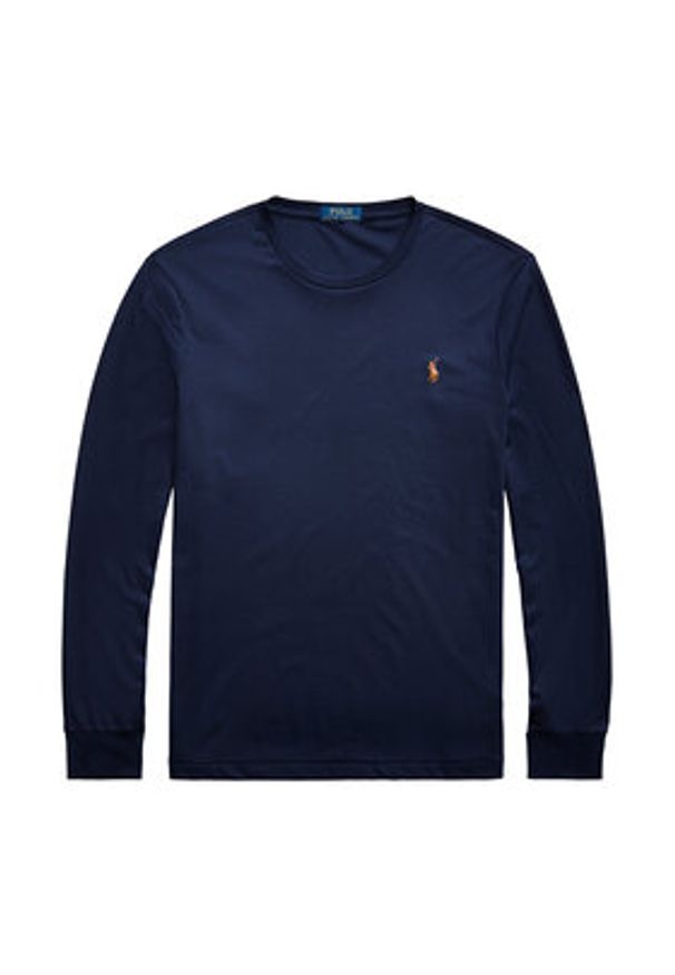Polo Ralph Lauren Longsleeve 710760121 Granatowy Slim Fit. Typ kołnierza: polo. Kolor: niebieski. Materiał: bawełna. Długość rękawa: długi rękaw