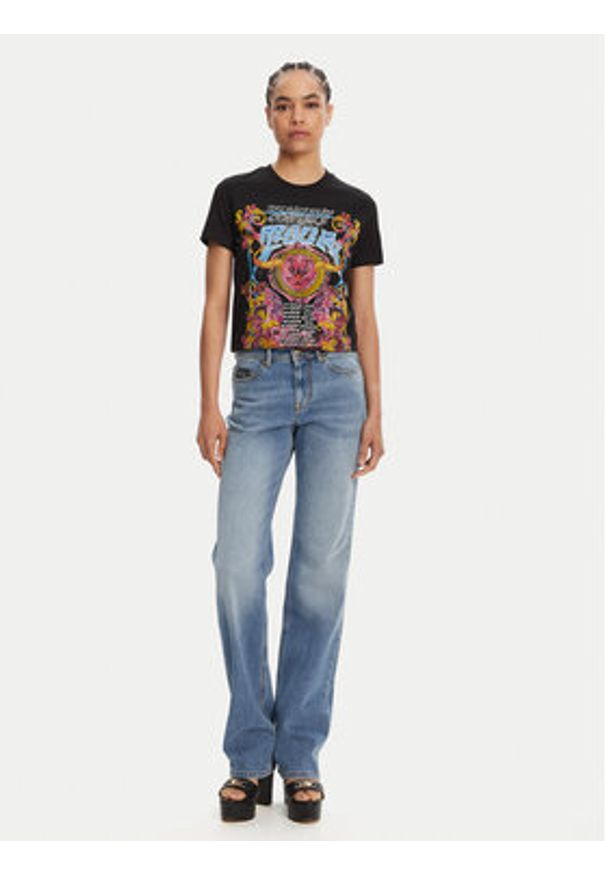 Versace Jeans Couture T-Shirt 78HAHC03 Czarny Regular Fit. Kolor: czarny. Materiał: bawełna