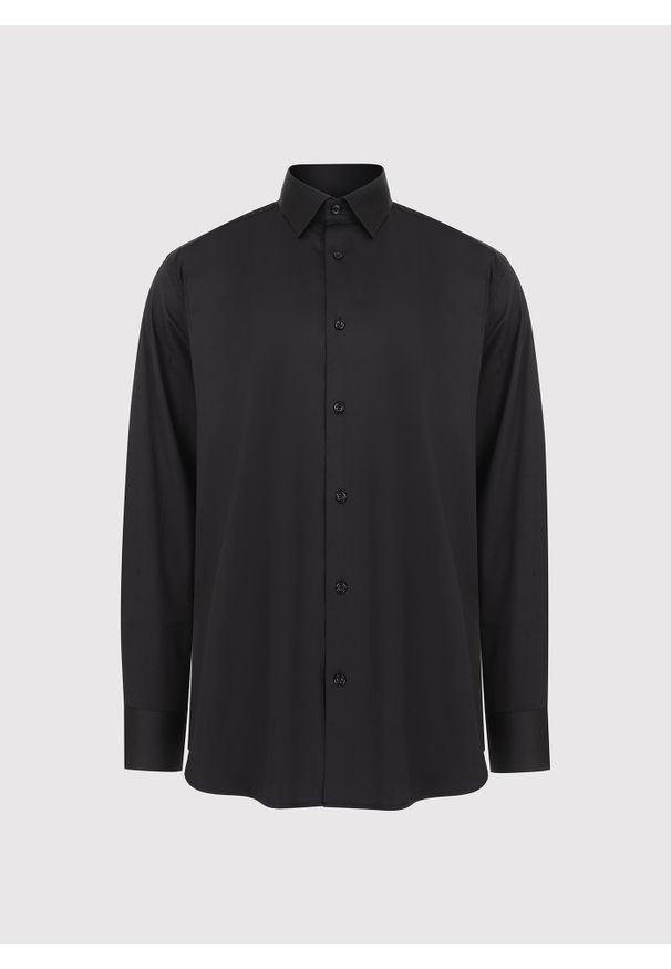 Pako Lorente - PAKO LORENTE - Czarna koszula męska z długim rękawem. Kolor: czarny. Materiał: bawełna, elastan. Długość rękawa: długi rękaw. Długość: długie