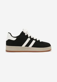 Born2be - Czarno-Białe Buty Sportowe Sneakersy z Paskami z Boku Riliannea. Okazja: na co dzień, na spacer. Zapięcie: pasek. Kolor: czarny. Sport: turystyka piesza