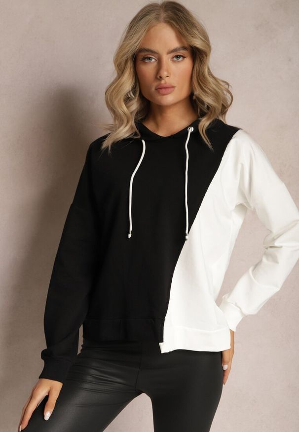 Renee - Czarna Bawełniana Bluza z Kapturem i Ściągaczami Ardente. Typ kołnierza: kaptur. Kolor: czarny. Materiał: bawełna