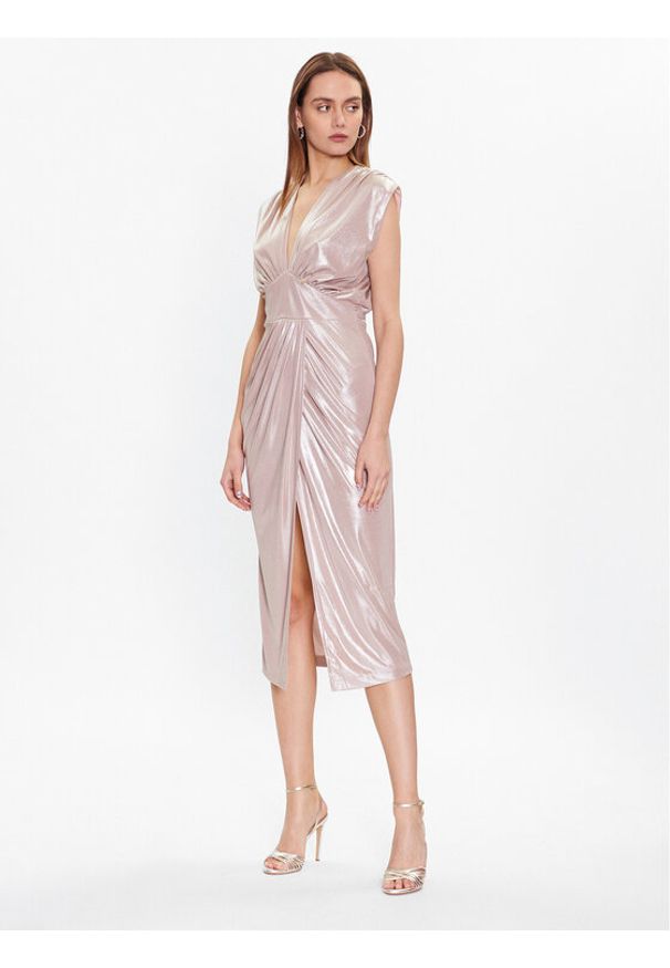 Rinascimento Sukienka koktajlowa CFC0113001003 Beżowy Slim Fit. Kolor: beżowy. Materiał: syntetyk. Styl: wizytowy