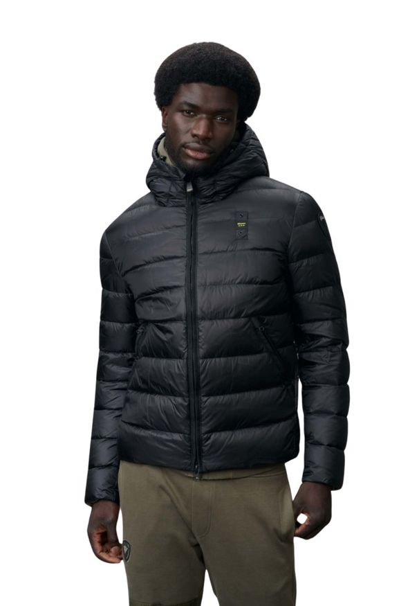 Blauer USA - BLAUER Czarna kurtka męska Acton Short Jackets, Rozmiar M. Kolor: niebieski. Materiał: poliamid, puch. Styl: klasyczny, elegancki