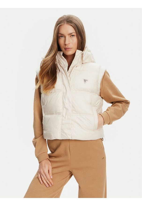 Guess Bezrękawnik W5YL11 WHDO2 Écru Regular Fit. Materiał: syntetyk. Długość rękawa: bez rękawów