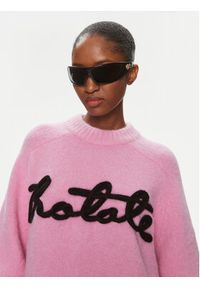 ROTATE Sweter Knit Oversize Logo Jumper 1120922215 Różowy Oversize. Kolor: różowy. Materiał: syntetyk
