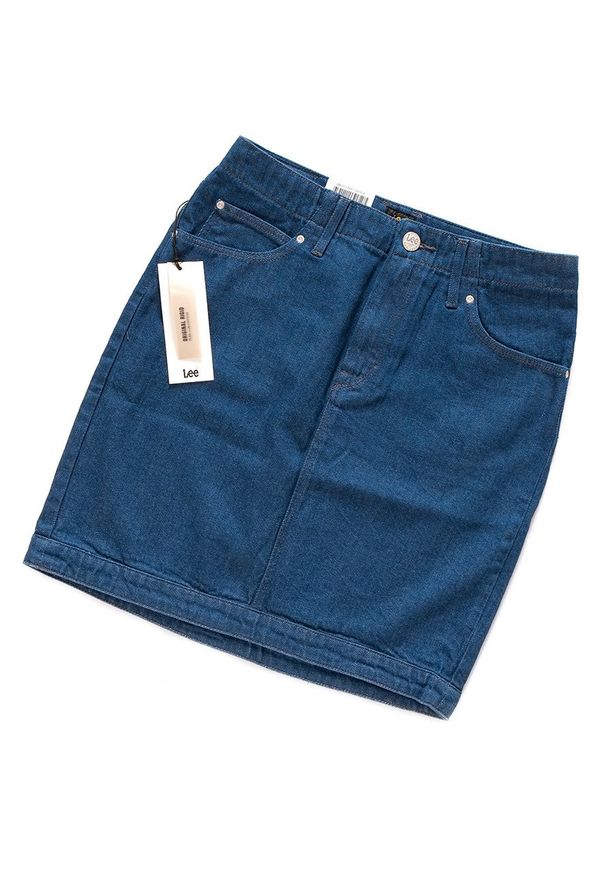 Lee - SPÓDNICA JEANSOWA LEE MOM SKIRT RINSE L38MRE36 112108265. Stan: podwyższony. Materiał: jeans. Wzór: jednolity. Sezon: lato