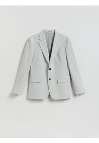 Reserved - Marynarka slim fit z domieszką lnu - jasnoszary. Kolor: szary. Materiał: len