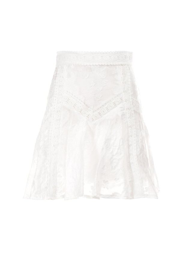 Born2be - Biały 2-Częściowy Komplet Appiore. Kolor: biały. Materiał: koronka, tkanina, materiał. Wzór: aplikacja, koronka