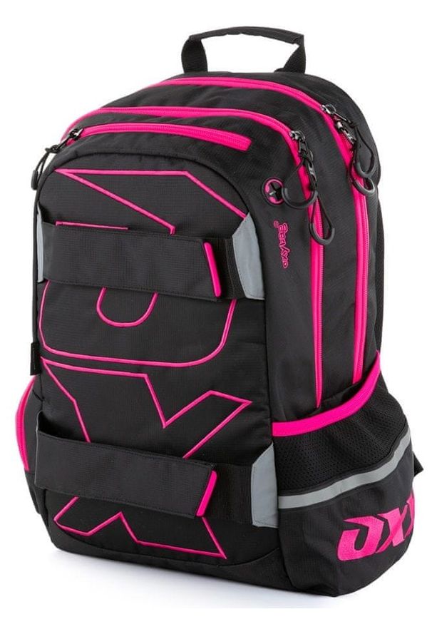 Karton P+P plecak anatomiczny OXY Sport BLACK LINE pink. Wzór: paski. Styl: sportowy