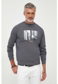 Pepe Jeans bluza bawełniana Meelo męska kolor szary z nadrukiem. Kolor: szary. Materiał: bawełna. Wzór: nadruk #1