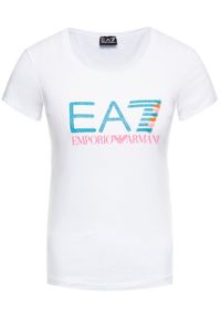 EA7 Emporio Armani T-Shirt 3HTT31 TJ12Z 1100 Biały Slim Fit. Kolor: biały. Materiał: bawełna