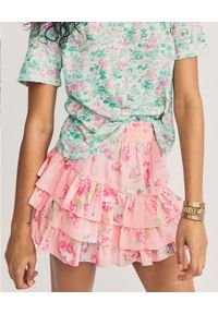 LOVE SHACK FANCY - Mini spódnica Femme. Kolor: różowy, wielokolorowy, fioletowy. Materiał: bawełna, jedwab, tkanina #1