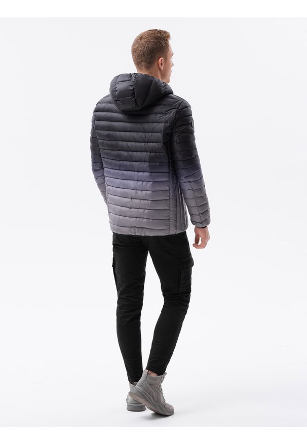 Ombre Clothing - Kurtka męska przejściowa C319 - czarna/szara - XXL. Kolor: szary. Materiał: poliester