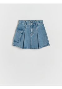 Reserved - Jeansowa spódnica z kieszenią - niebieski. Kolor: niebieski. Materiał: jeans #1