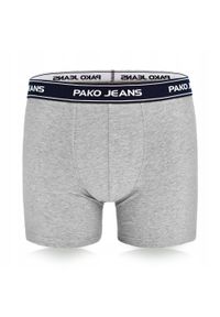 Bawełniane, Klasyczne Bokserki Męskie - Pako Jeans - Popielate. Kolor: szary. Materiał: elastan, bawełna #1