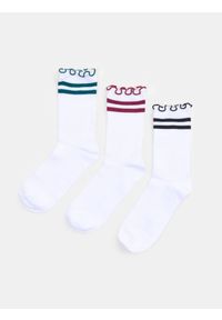 Sinsay - Prążkowane skarpetki z bawełną 3 pack - biały. Kolor: biały. Materiał: bawełna, prążkowany #1