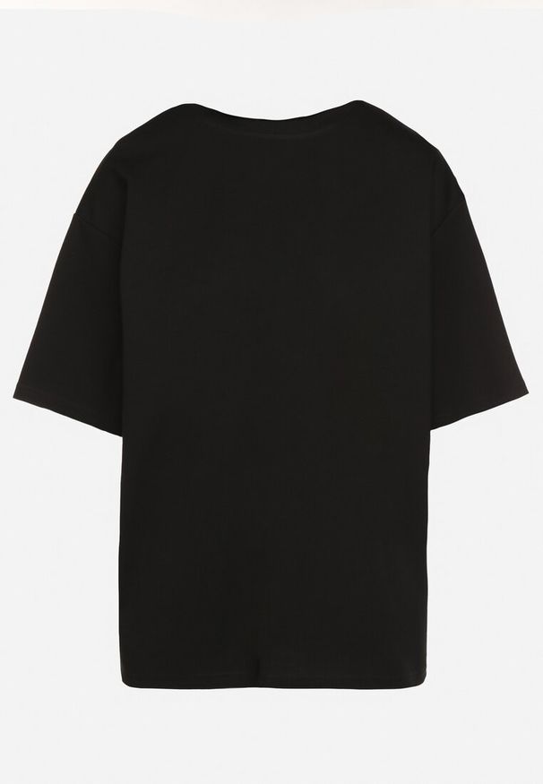 Born2be - Czarny Bawełniany Klasyczny T-shirt Merovira. Okazja: na co dzień, na spacer. Kolor: czarny. Materiał: bawełna. Styl: klasyczny