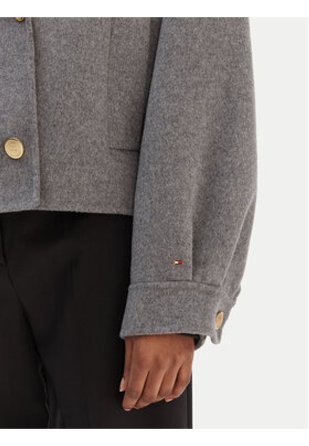 TOMMY HILFIGER - Tommy Hilfiger Kurtka przejściowa WW0WW47759 Szary Relaxed Fit. Kolor: szary. Materiał: syntetyk, wełna