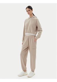 EA7 Emporio Armani Spodnie dresowe 7W000282 AF12501 U6155 Beżowy Loose Fit. Kolor: beżowy. Materiał: syntetyk #4