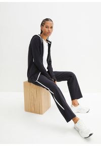 bonprix - Dres sportowy bawełniany ze stretchem (komplet 2 cz.). Kolor: czarny. Materiał: bawełna, dresówka. Styl: sportowy #1