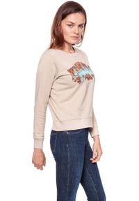 Wrangler - BLUZA WRANGLER DAMSKA BLUZA WRANGLER DAMSKA BEIGE MELE W6077IMWC. Kolor: beżowy. Wzór: kwiaty, nadruk #6