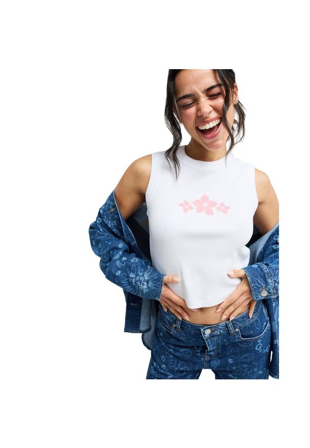 Roxy - dla Kobiety ICONIC DAYS Biały. Kolor: biały. Materiał: tkanina, elastan, bawełna. Wzór: nadruk