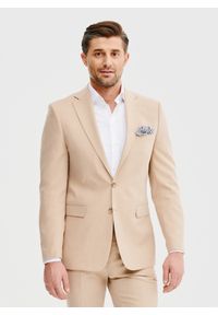 Pako Lorente - PAKO LORENTE – Beżowa marynarka garniturowa. Kolor: beżowy. Materiał: poliester, wiskoza, elastan. Wzór: gładki