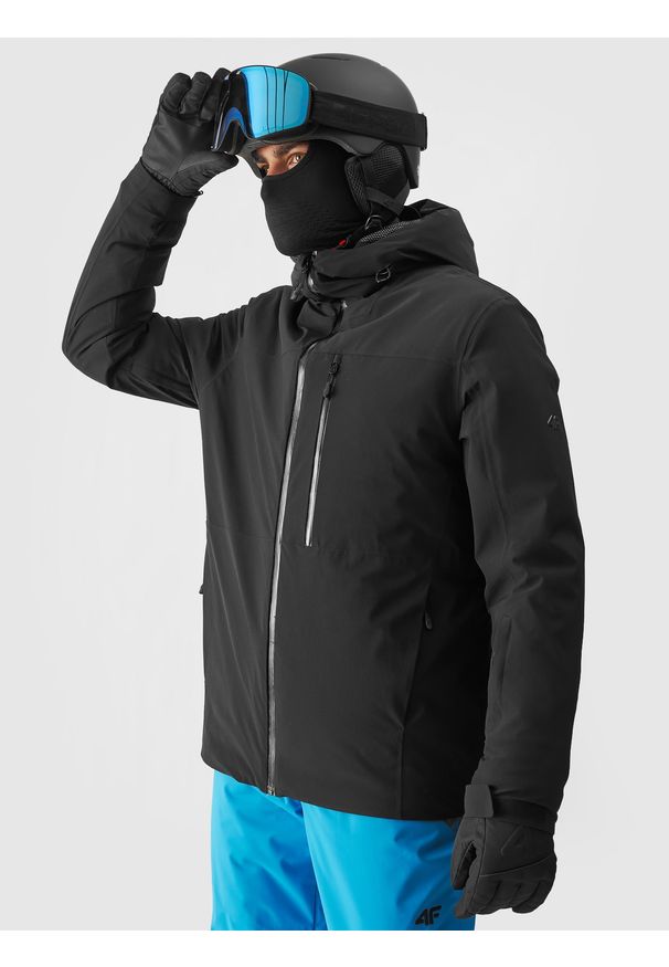4f - 4F Kurtka narciarska membrana 15000 męska - czarna XL. Typ kołnierza: kaptur. Kolor: czarny. Materiał: poliester, tkanina, materiał, włókno, dzianina. Długość: długie. Wzór: aplikacja. Sezon: zima. Styl: klasyczny