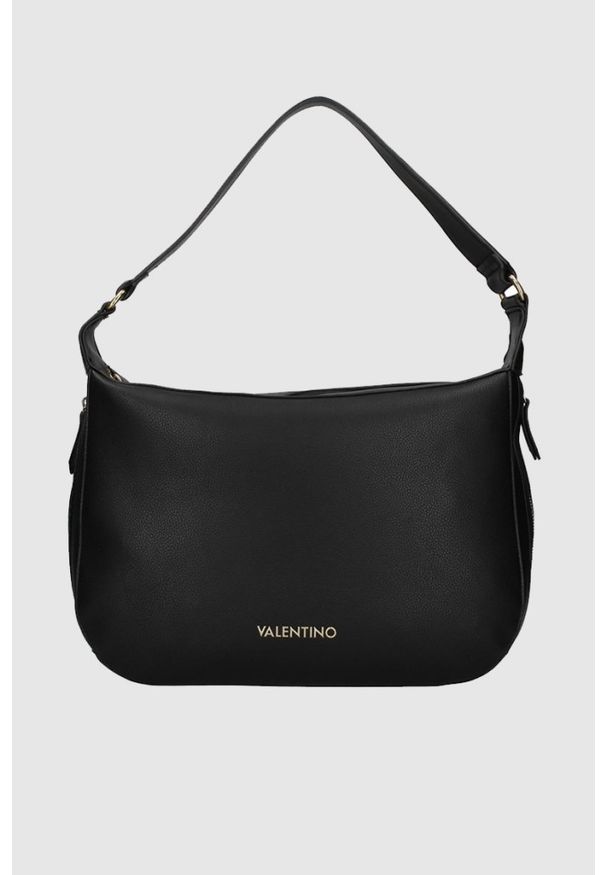 Valentino by Mario Valentino - VALENTINO Czarna torebka arepa hobo. Kolor: czarny. Wzór: paski