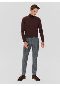 Pako Lorente - PAKO LORENTE – Szare spodnie męskie w niebieską kratę. Okazja: na co dzień. Kolor: niebieski, szary, wielokolorowy. Materiał: wiskoza, poliester. Styl: casual #1