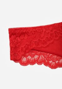 Renee - Czerwone Majtki Stringi Ozdobione Koronką Phisoris. Kolor: czerwony. Materiał: koronka. Wzór: koronka, aplikacja #3
