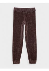 outhorn - Spodnie z dzianiny szenilowej damskie - brązowe. Stan: podwyższony. Kolor: brązowy. Materiał: dzianina #1