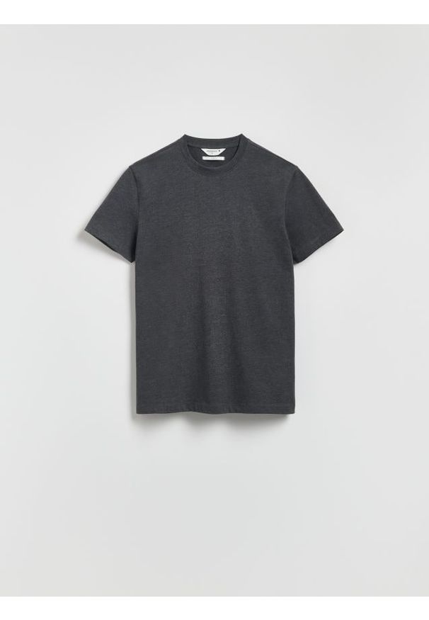 Reserved - T-shirt slim fit - ciemnoszary. Kolor: szary. Materiał: bawełna, dzianina