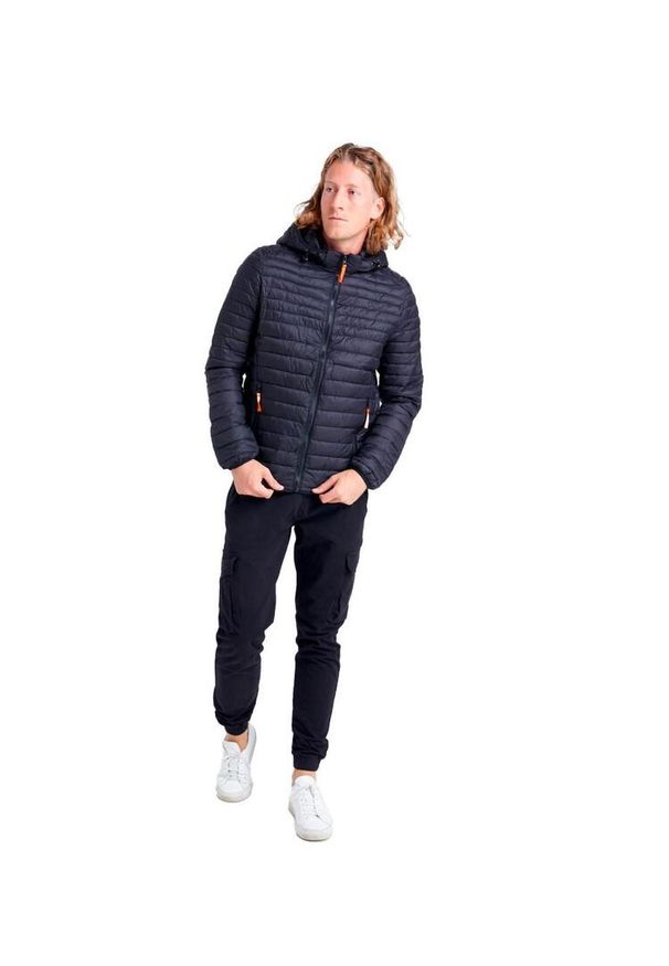 LEONE 1947 APPAREL - Męska kurtka Leone z kapturem i zamkiem Basic. Typ kołnierza: kaptur. Kolor: czarny. Materiał: tkanina. Sport: turystyka piesza