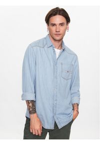 Tommy Jeans Koszula jeansowa Western DM0DM16609 Niebieski Relaxed Fit. Kolor: niebieski. Materiał: bawełna