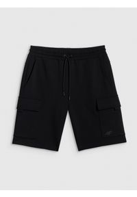 4f - 4F Spodenki dresowe cargo męskie - czarne XL. Kolor: czarny. Materiał: dresówka #1