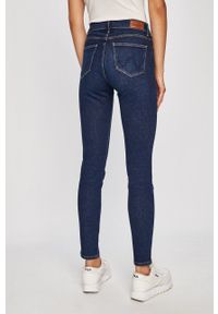 Wrangler jeansy High Rise Skinny Night Blue damskie high waist. Stan: podwyższony. Kolor: niebieski. Wzór: aplikacja