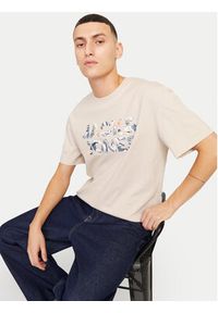 Jack & Jones - Jack&Jones T-Shirt Bryan 12268127 Beżowy Relaxed Fit. Kolor: beżowy. Materiał: bawełna