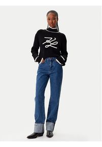 Karl Lagerfeld - KARL LAGERFELD Golf A4W18051 Czarny Regular Fit. Typ kołnierza: golf. Kolor: czarny. Materiał: syntetyk #4