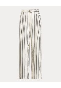 Ralph Lauren - RALPH LAUREN - Satynowe spodnie z paskiem. Kolor: beżowy. Materiał: satyna. Długość: długie. Wzór: paski. Styl: klasyczny #3