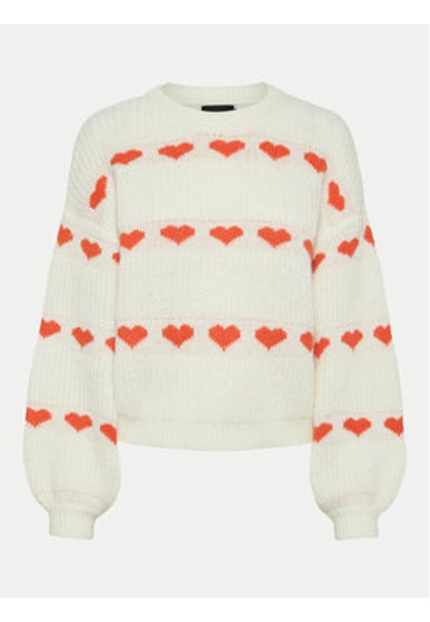 Pieces Sweter Nove 17152014 Écru Regular Fit. Materiał: syntetyk