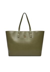 TOMMY HILFIGER - Tommy Hilfiger Torebka Th Chic Tote AW0AW16302 Zielony. Kolor: zielony. Materiał: skórzane