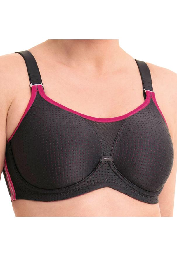 ANITA ACTIVE - Stanik do biegania Performance WireX z wysoki poziomem podtrzymywania. Kolor: szary. Materiał: poliester, poliamid, elastan. Rodzaj stanika: biustonosz z fiszbinami. Długość rękawa: na ramiączkach. Sport: bieganie