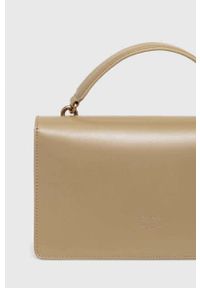 Pinko torebka skórzana kolor beżowy. Kolor: beżowy. Materiał: skórzane #4