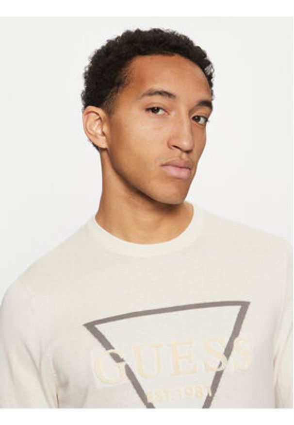 Guess Sweter M5RR02 Z3KI1 Écru Regular Fit. Materiał: bawełna