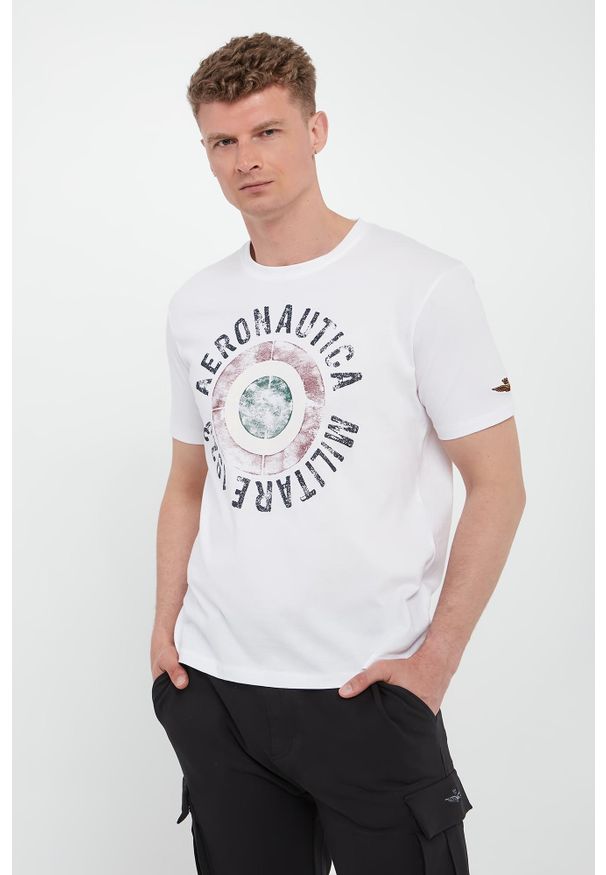 Aeronautica Militare - T-shirt męski z nadrukiem AERONAUTICA MILITARE. Wzór: nadruk